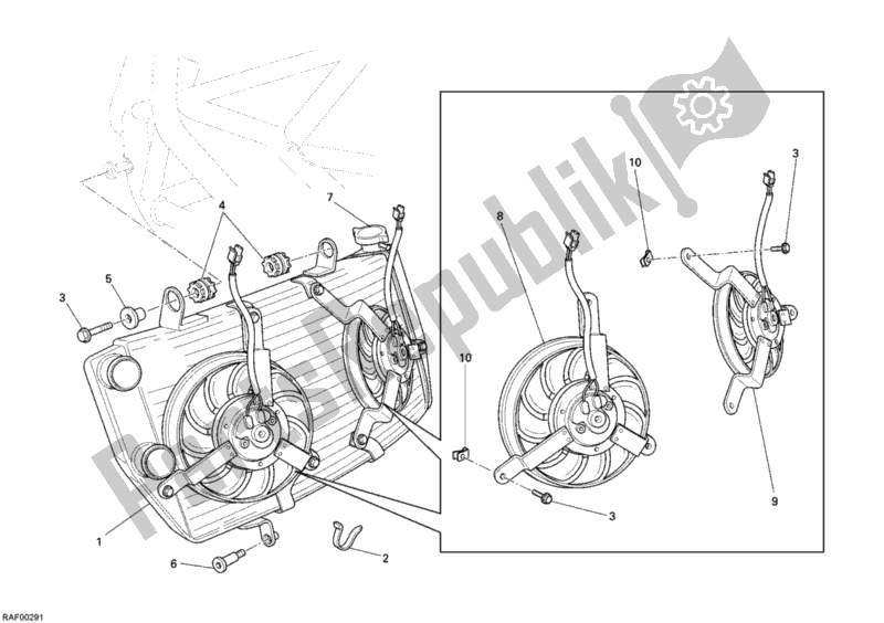 Toutes les pièces pour le Refroidisseur D'eau du Ducati Superbike 1198 R USA 2010